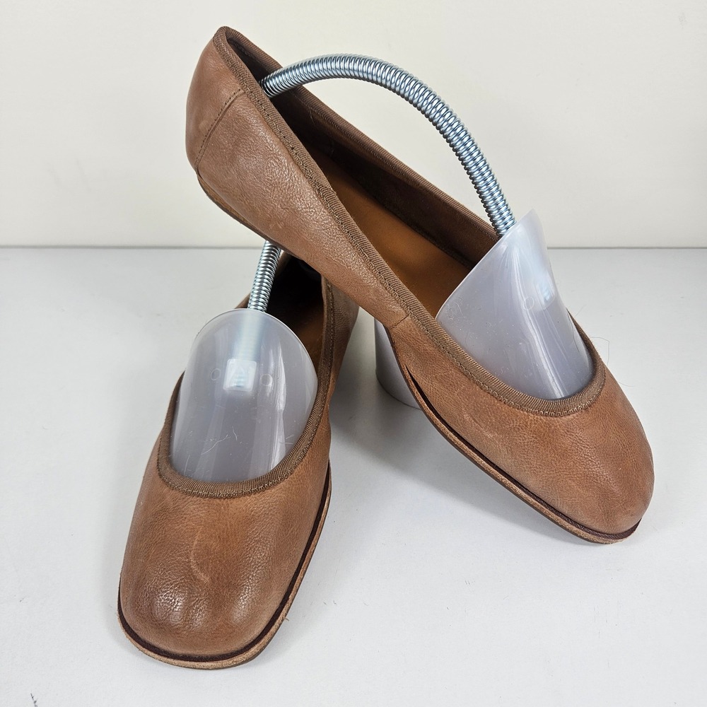 Kork-Ease Palermo Womens 9.5M Brown Leather Ballet Flats Square Toe Slip On